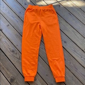 fashion nova orange joggers !!